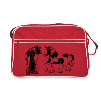 Originelle Tinker Pferde Irish Cobs - Retro Tasche - Rot/Weiß - Vorne