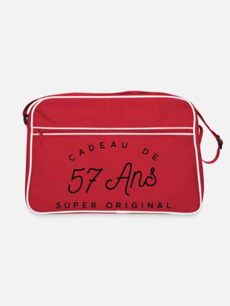 Cadeau 57 ans  - Sac Retro - rouge/blanc - Devant