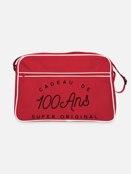 Cadeau 100 ans  - Sac Retro - rouge/blanc - Devant
