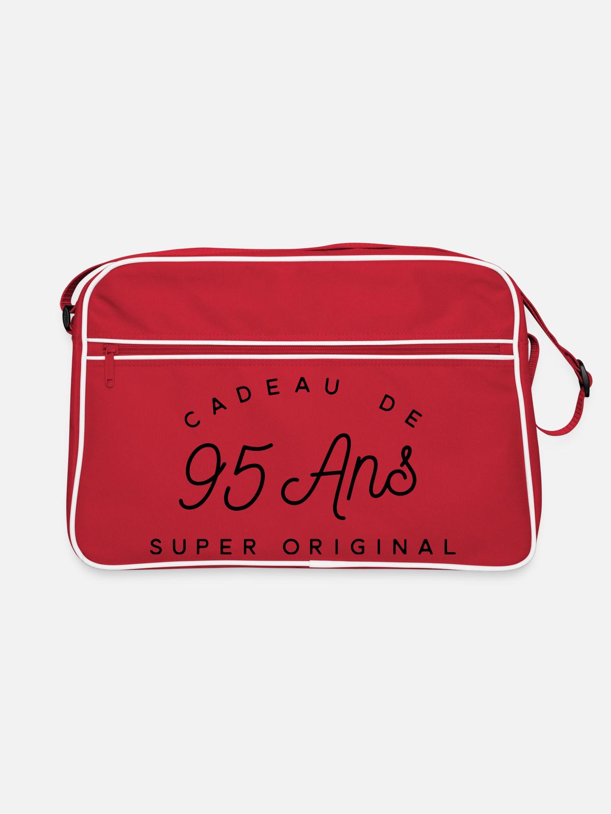 Cadeau 95 ans  - Sac Retro - rouge/blanc - Devant