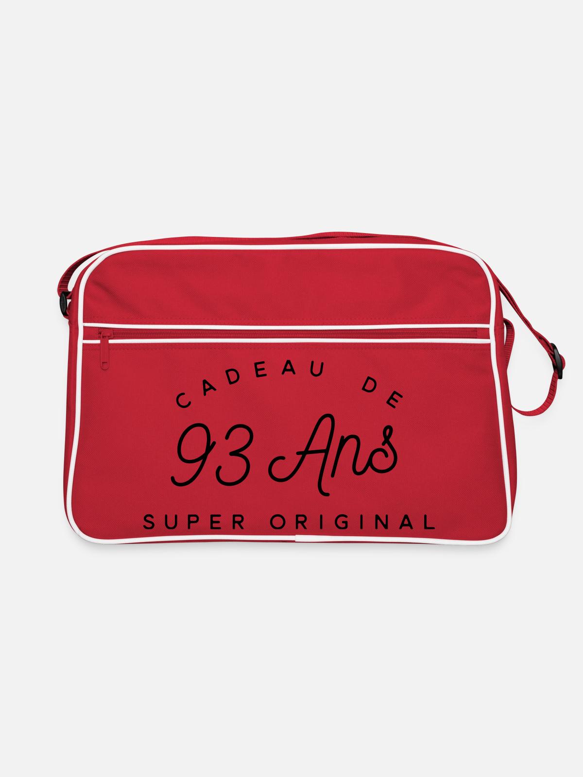 Cadeau 93 ans  - Sac Retro - rouge/blanc - Devant
