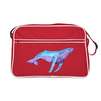 Humpback Whale Watercolor - Retro Bag - red/white - Front