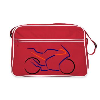 Motorrad Supersport Konturen mehrfarbig - Retro Tasche - Rot/Weiß - Vorne