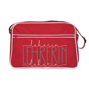 Lehrerin Geschenk Schule Lehrer Beruf - Retro Tasche - Rot/Weiß - Vorne