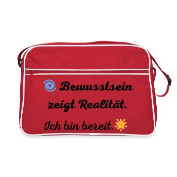 Bewusstsein_zeigt_Realitaet - Retro Tasche - Rot/Weiß - Vorne