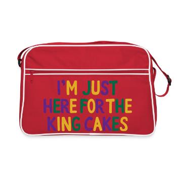 I'm Just Here for the King Cakes Mardi Gras Fun - Retro Bag - red/white - Front