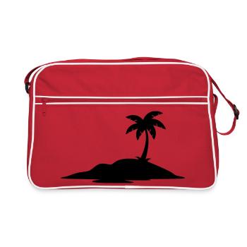 Île tropicale avec silhouette de palmier - Sac Retro - rouge/blanc - Devant