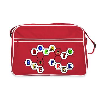 born_to_bee_free - Retro Tasche - Rot/Weiß - Vorne