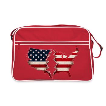 Drapeau américain de Broken Heart - Sac Retro - rouge/blanc - Devant