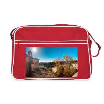 Sunny Tuscan Village with Rooftops - Retro Bag - red/white - Front