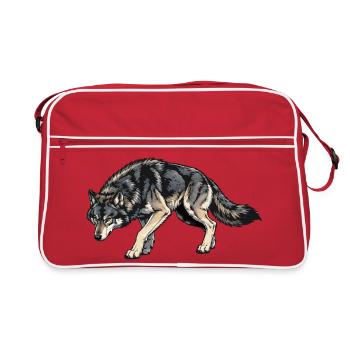 Illustration de loup - Sac Retro - rouge/blanc - Devant