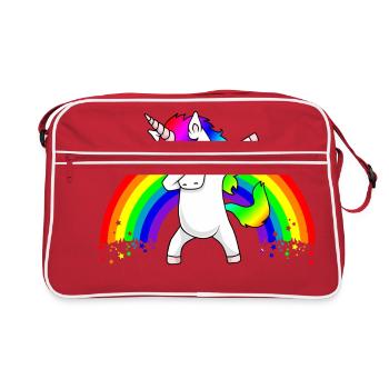 Dabbing Unicorn Regenbogen Dab Dance Einhorn Kind - Retro Bag - red/white - Front