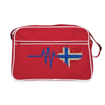 Mon cœur bat pour la Norvège - Coeur Glitter - Sac Retro - rouge/blanc - Devant