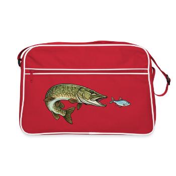 Le brochet chasse le poisson - Sac Retro - rouge/blanc - Devant
