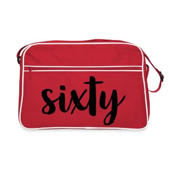 60 sixty 60.Geburtstag Geschenk Zahl 60 Nummer - Retro Tasche - Rot/Weiß - Vorne