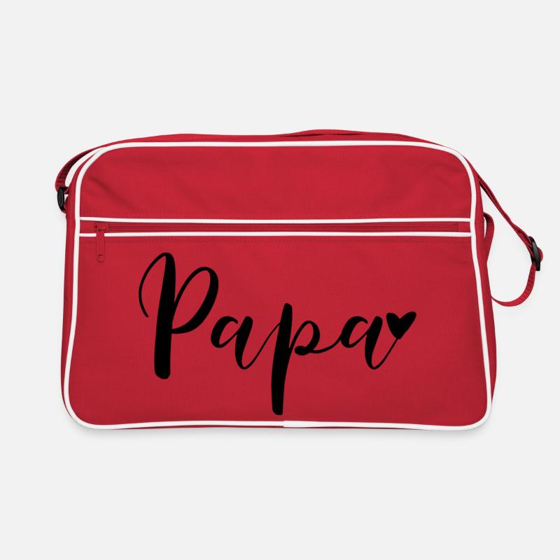 Papa Herz Geschenkidee - Retro Tasche - Rot/Weiß
