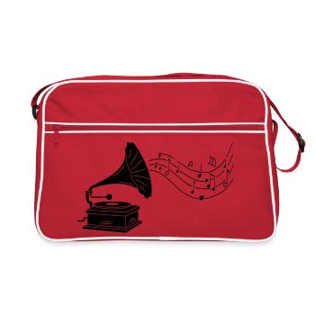 gramophone noir et musique - Sac Retro - rouge/blanc - Devant