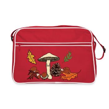 Feuilles de champignon d’automne Châtaignier - Sac Retro - rouge/blanc - Devant
