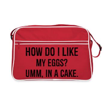 comment j’aime mes œufs euh dans un gâteau - Sac Retro - rouge/blanc - Devant