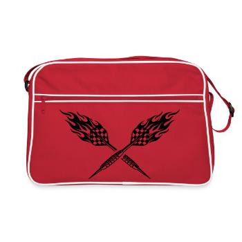 Dartpfeil Flamme Darts Symbol - Retro Tasche - Rot/Weiß - Vorne