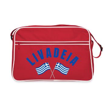 LIVADEIA: Crossed Greek Flags - Retro Bag - red/white - Front