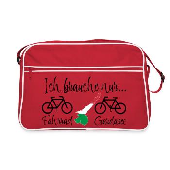 Gardasee mit Fahrrad - Retro Tasche - Rot/Weiß - Vorne