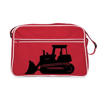 Bagger Silhouette - Retro Tasche - Rot/Weiß - Vorne