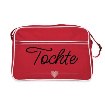Beste Tochter mit Herz – Familien Geschenk - Retro Tasche - Rot/Weiß - Vorne
