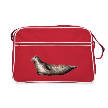 Phoque gris - phoque gris - gris Phoque - Sac Retro - rouge/blanc - Devant
