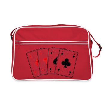 Carreaux coeur de pique---a jeu de cartes poker professionnel - Sac Retro - rouge/blanc - Devant
