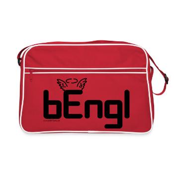 bEngl - Bengel, Wortwitz, Österreichischer Dialekt - Retro Tasche - Rot/Weiß - Vorne