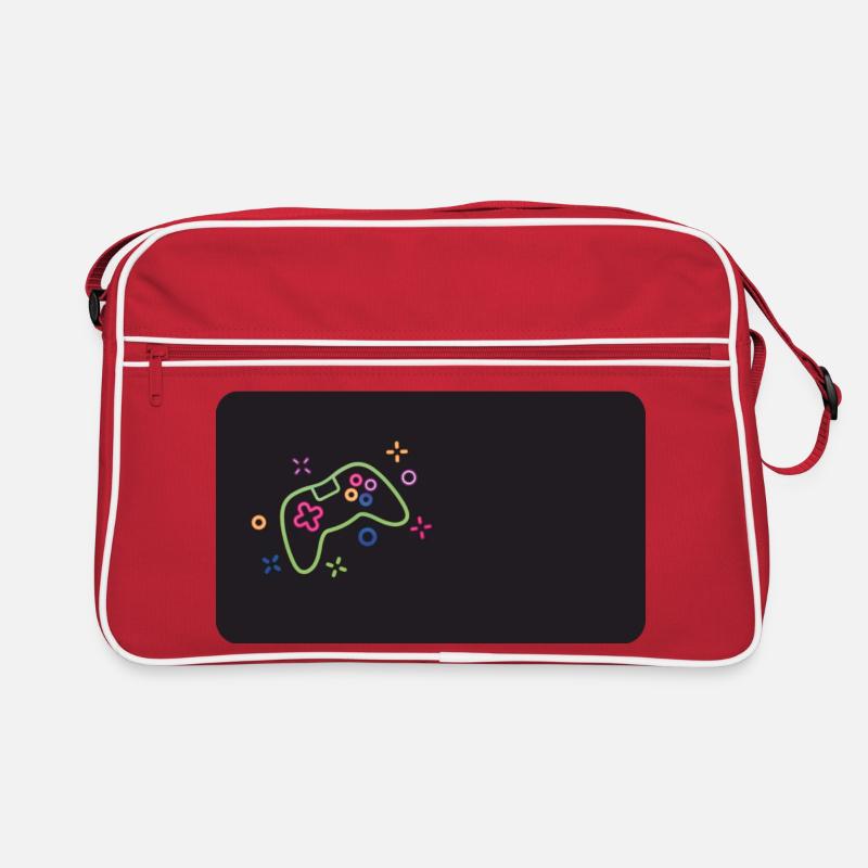 Colorful game controller on black background Retro Bag