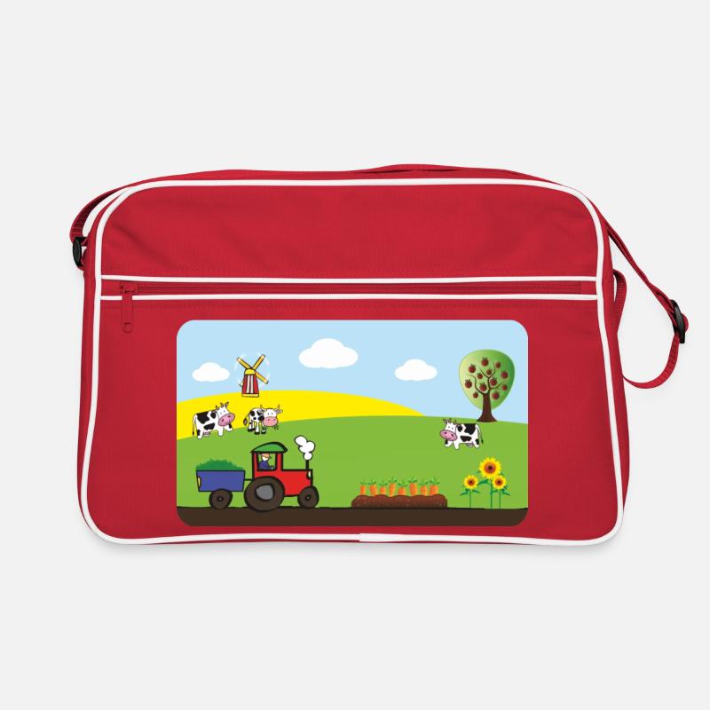 Farm Tractor - Cows Fields Windmill Retro Bag
