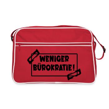 WENIGER BÜROKRATIE - Retro Tasche - Rot/Weiß - Vorne