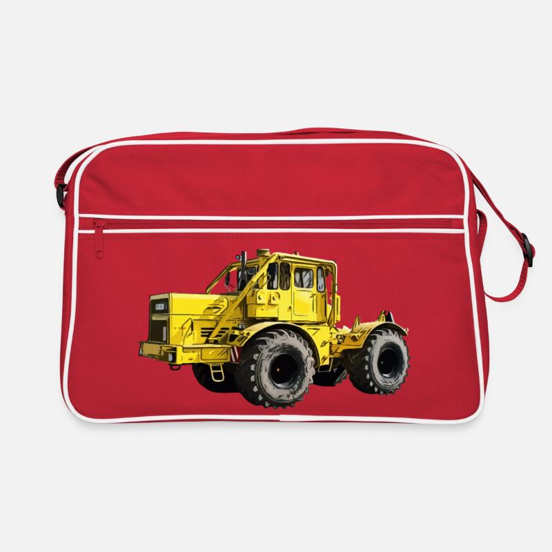 Gelbe Kraftmaschine K700 Traktor - Retro Tasche - Rot/Weiß