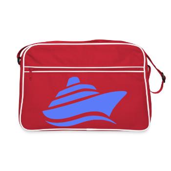 Minimalistische Kreuzfahrt Schiffsreise Silhouette - Retro Tasche - Rot/Weiß - Vorne