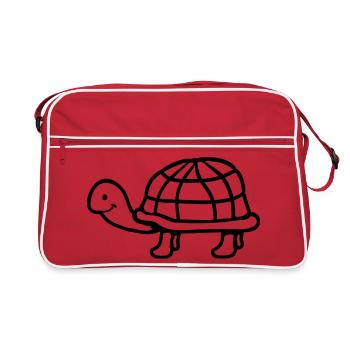 Tortue long cou souriant heureux drôle - Sac Retro - rouge/blanc - Devant