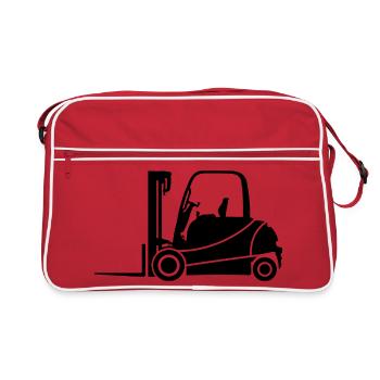 Silhouette de chariot élévateur : Transport et conducteur de chariot élévateur - Sac Retro - rouge/blanc - Devant