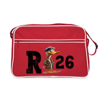 Rente 2026 Ente Rentner Rentnerin Ruhestand Lustig - Retro Tasche - Rot/Weiß - Vorne