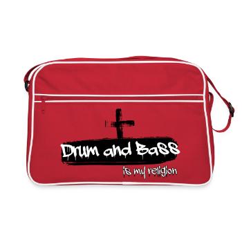 Drum and Bass is my Religion - Drum and Bass , DnB - Retro Bag - red/white - Front