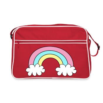 Regenbogen Kinderbild - Retro Tasche - Rot/Weiß - Vorne
