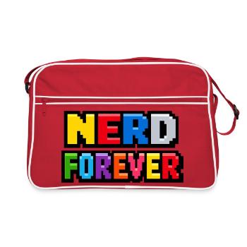 Nerd Forever – Pixel Art Retro Gaming - Retro Tasche - Rot/Weiß - Vorne