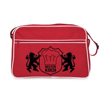 Bester Koch Wappen - Retro Tasche - Rot/Weiß - Vorne