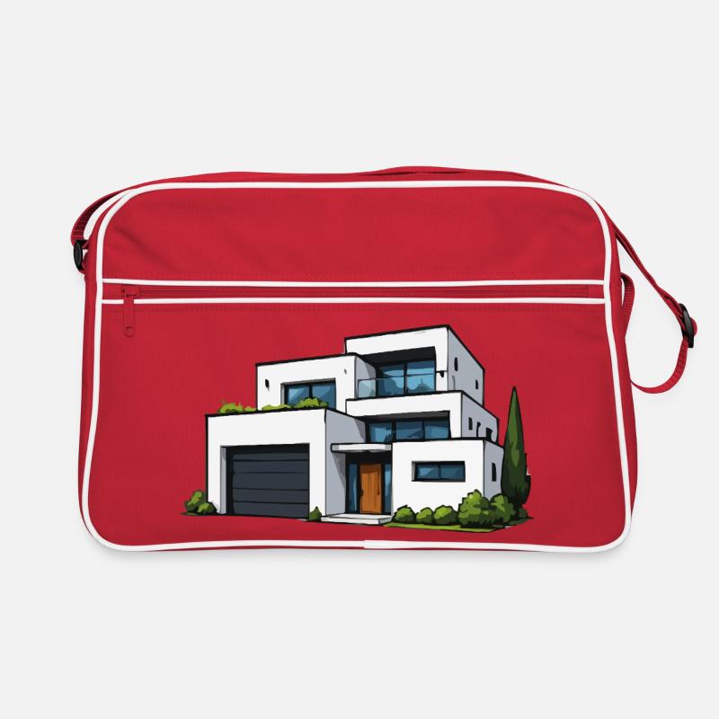 Moderne Flachdachvilla Retro Tasche