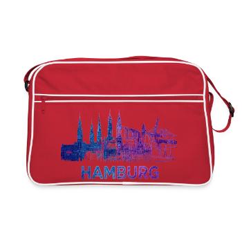 Hamburg Stadt Skyline - Retro Tasche - Rot/Weiß - Vorne
