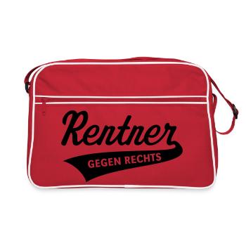 Rentner Gegen Rechts (Rente / Ruhestand / Black) - Retro Tasche - Rot/Weiß - Vorne