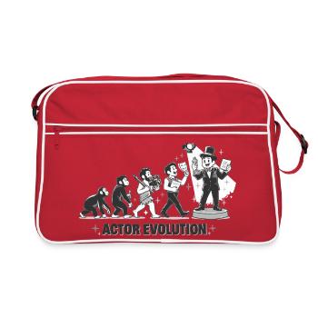 Actor Evolution: Vom Affen zum Schauspieler - Retro Tasche - Rot/Weiß - Vorne