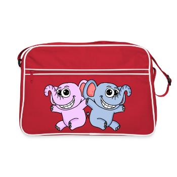 Mädchen Junge Zwillinge - Retro Tasche - Rot/Weiß - Vorne