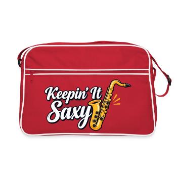 Saxophonist Jazzmusiker Saxophonist Kunst - Retro Tasche - Rot/Weiß - Vorne