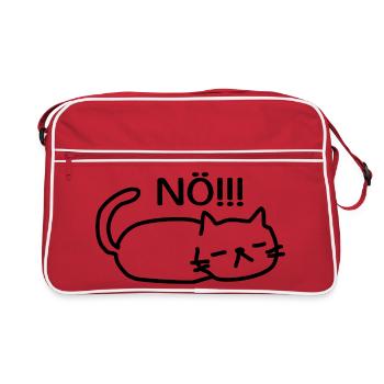 Nö Lustige Faule Katze - Retro Tasche - Rot/Weiß - Vorne